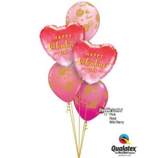 Bukiet 784 â€žHappy Valentine's Dayâ€ Hearts & Roses Qualatex #78539-2 57056-3 43791-1 43766-1 25572-1